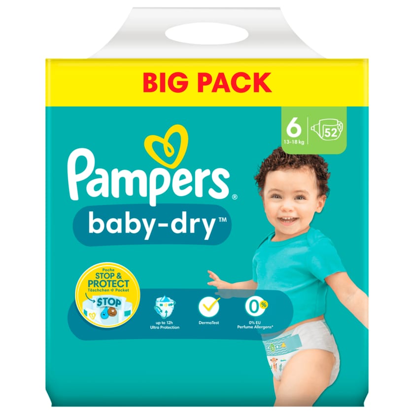 Pampers Baby-Dry Windeln Gr.6 13-18kg Big Pack 52 Stück